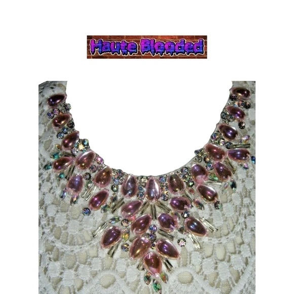 Studio 17 Dress Prom Crochet Crop Top Lace Tulle Skirt Pink Boho Carrie Bradshaw - Picture 8 of 15